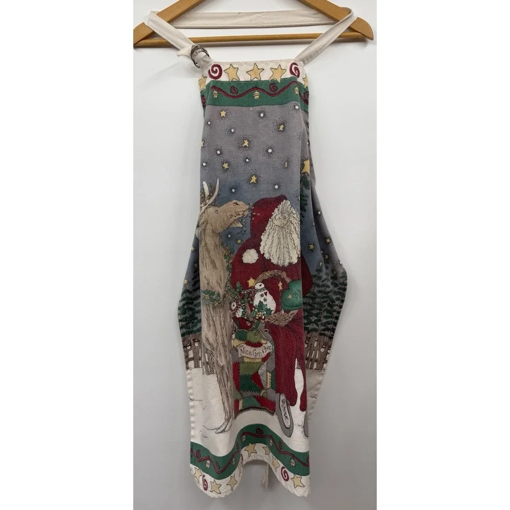 Deb Strain Christmas Santa Fabric Apron 